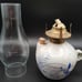 Vintage Signed Pottery Jug Oil Lamp With Winter Barn Scene