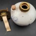 Vintage Signed Pottery Jug Oil Lamp With Winter Barn Scene