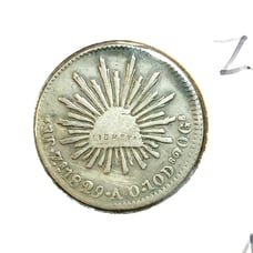 1829 Zacatecas 1 Real silver Ley. .900National arms (Republic). Eagle facing