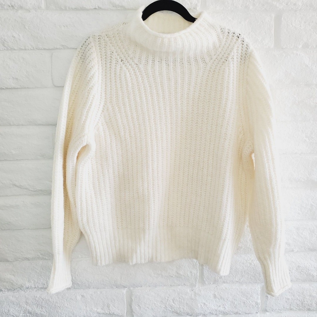 Madewell Loretto Mockneck Pullover Sweater Cozy Knit Sweater Antique Cream SZ M