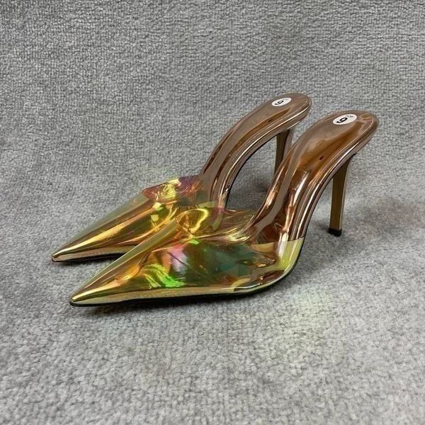 NIB Good American Psychedelic Color Mule Stilettoes New Years Eve Heels 9 275