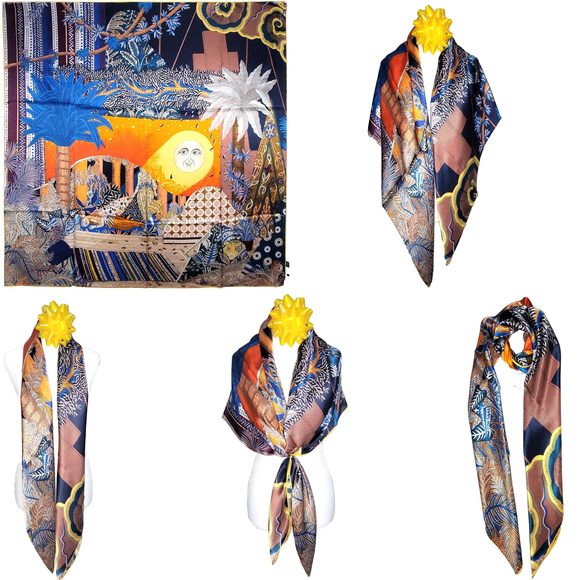 NWT Genuine 100% Mulberry Silk Satin Scarf 42 x42 Large Square Shawl 59491