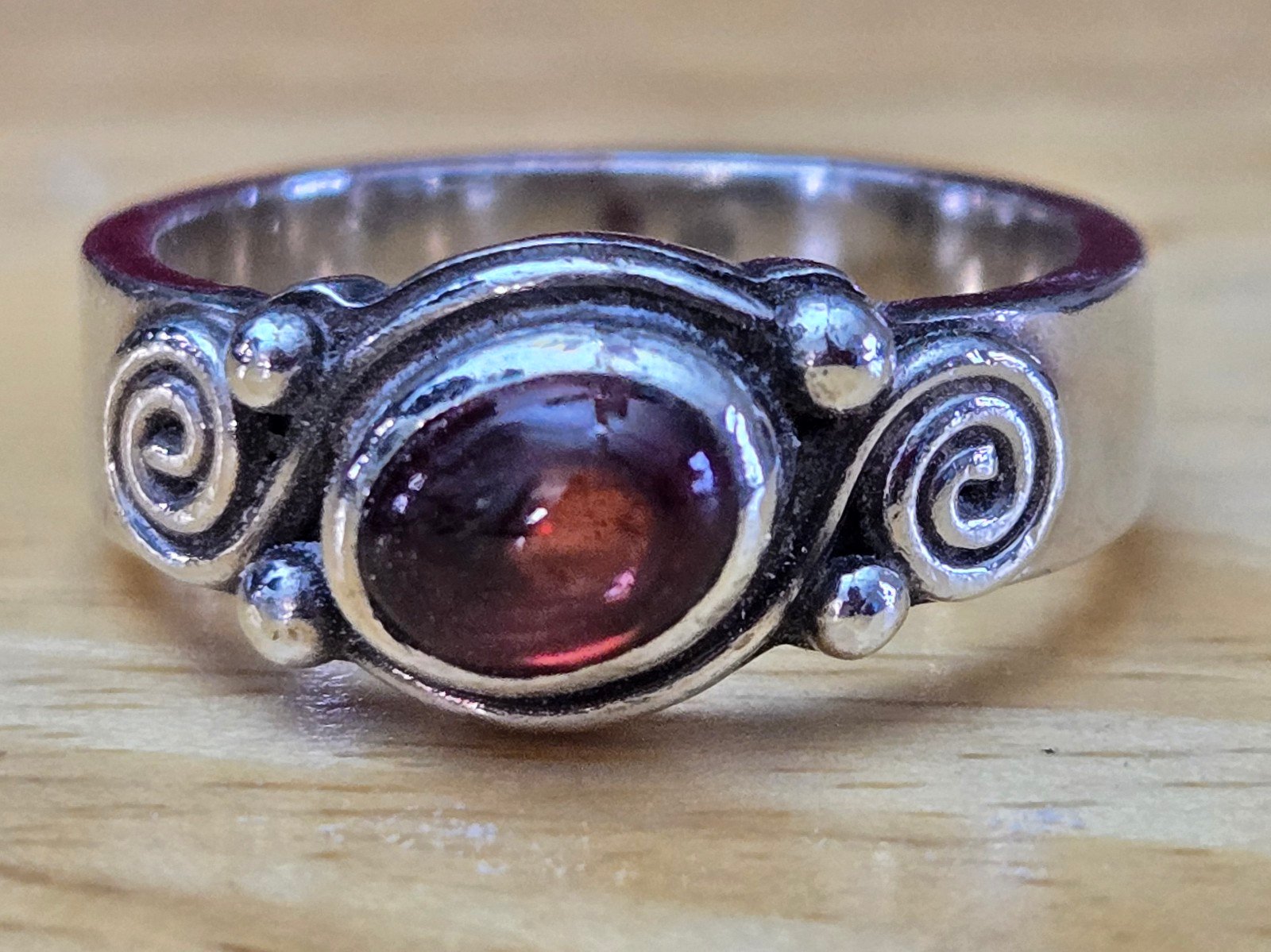 Vintage SAJEN Natural Garnet Sterling Ring. Size 6