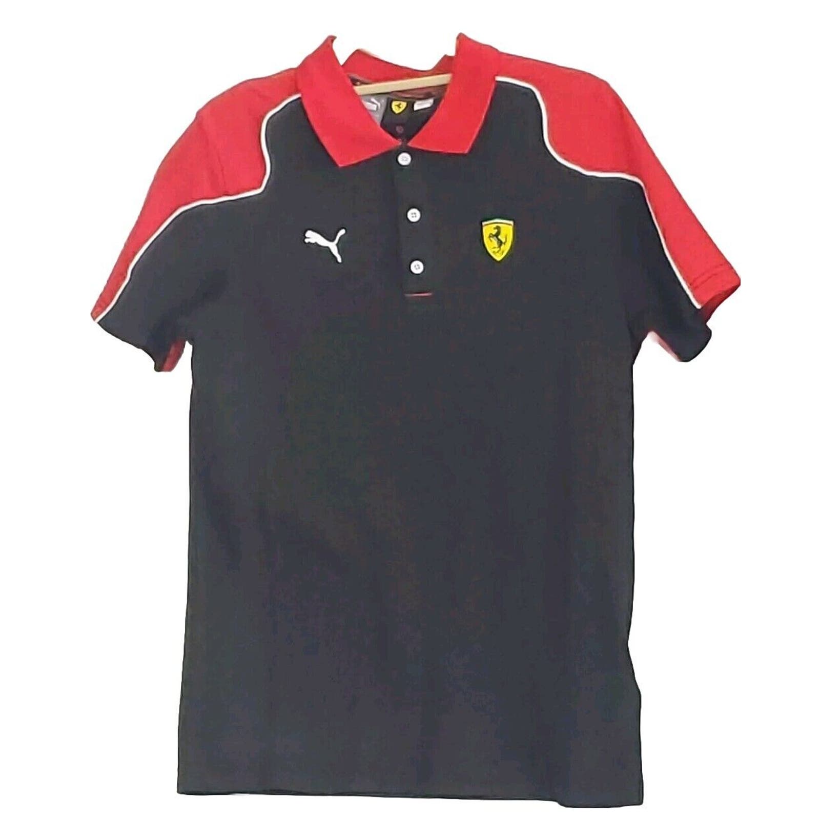 Men's Puma Scuderia Ferrari Small Black Red Short Sleeve Polo Shirt