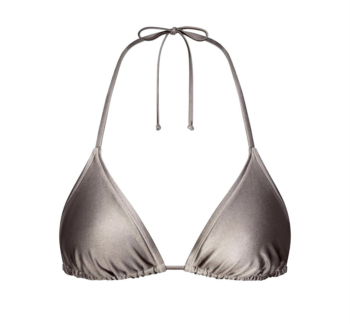 SKIMS Metallic Swim Silver Bikini Top Size L
