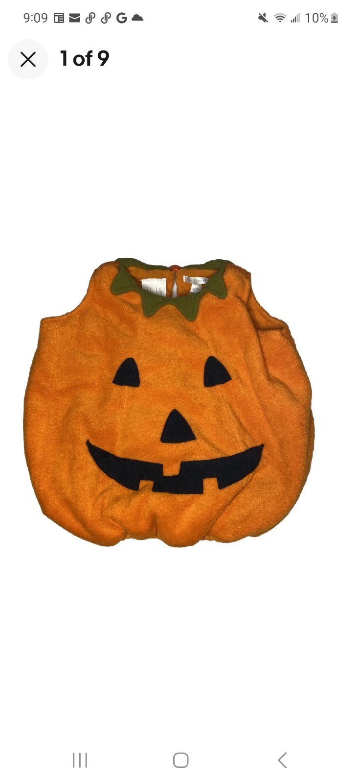 Pottery Barn KIDS 1-pc Baby Pumpkin Halloween sz 3 to 6 months