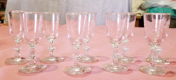 Vintage Set of 9 Cordial Glasses