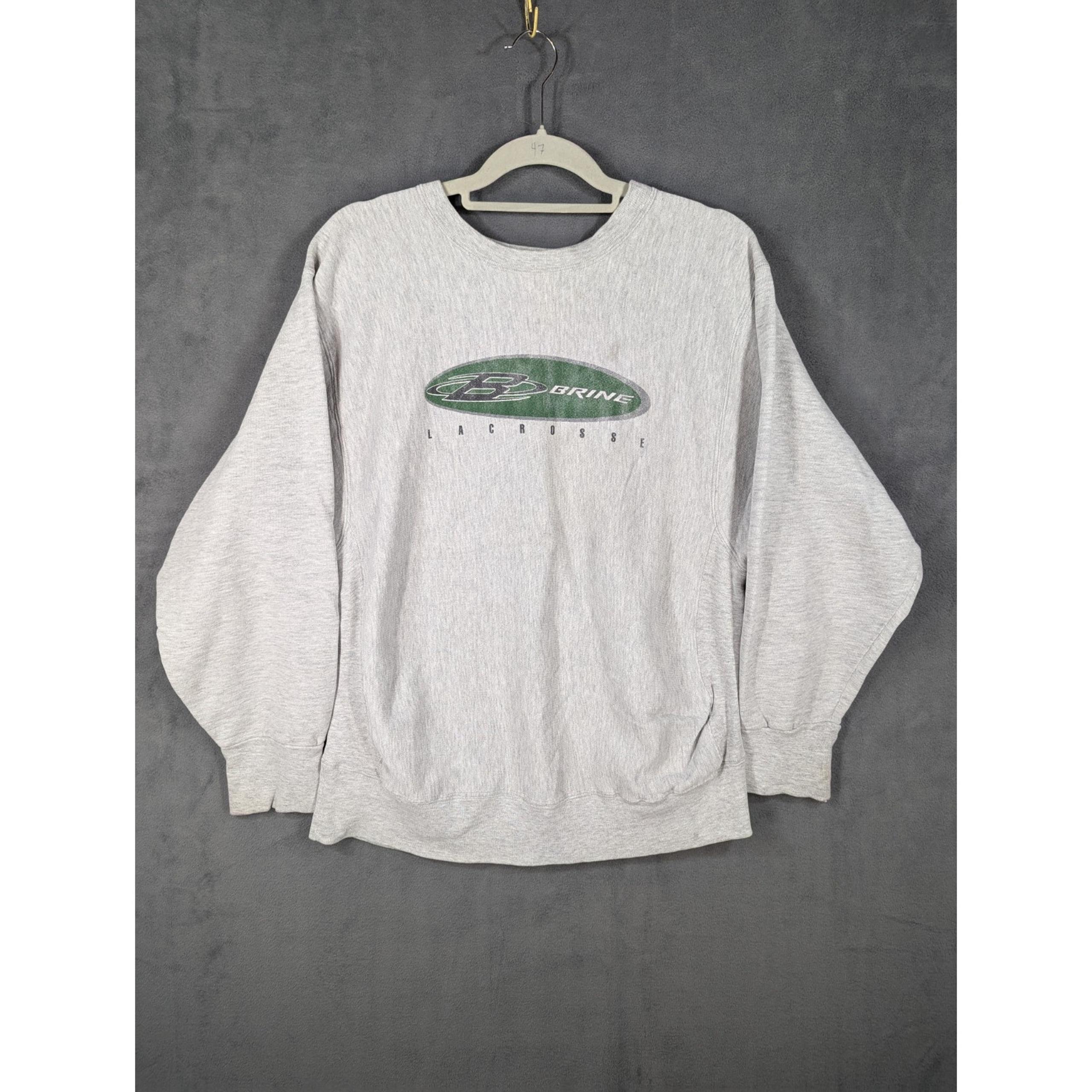 Vintage 90s Brine Lacrosse Sweater Adult Large Gray Crewneck Sweatshirt USA Made