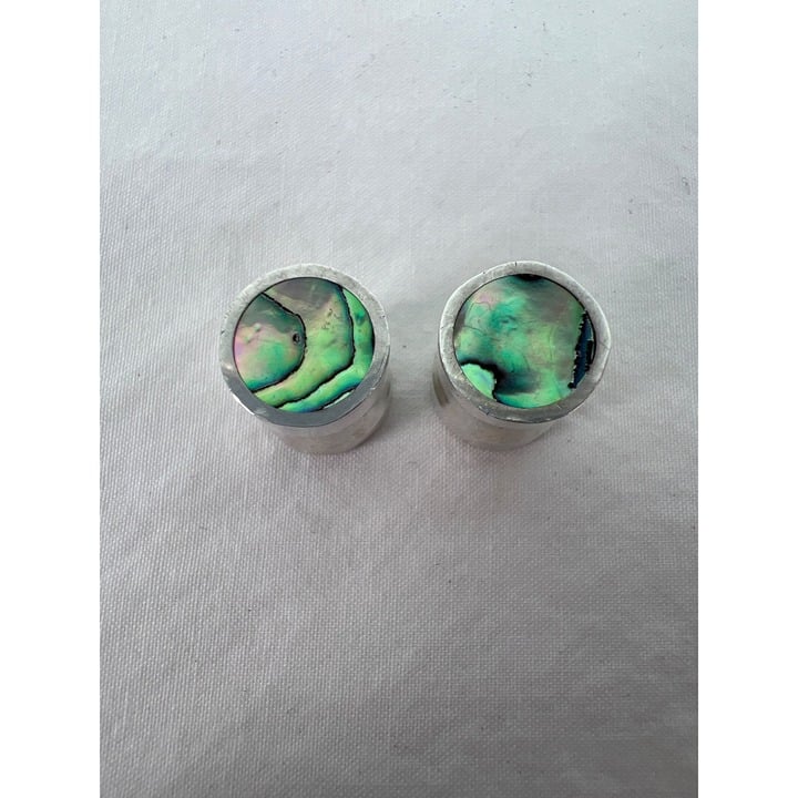 Sterling Silver Solid Abalone Handmade Plugs Gauges 00g Natural Shell Pearl Paua