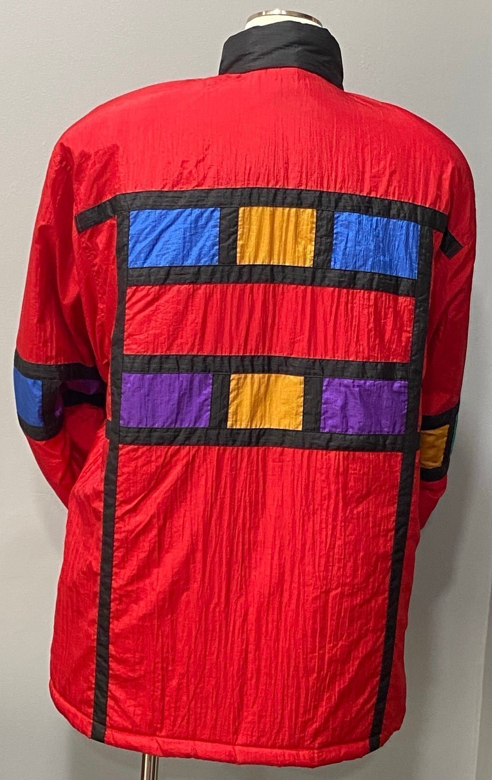 Vintage Spencer Douglas Red/Multi-Colored Insulated Patchwork Puffer Coat-Sz L