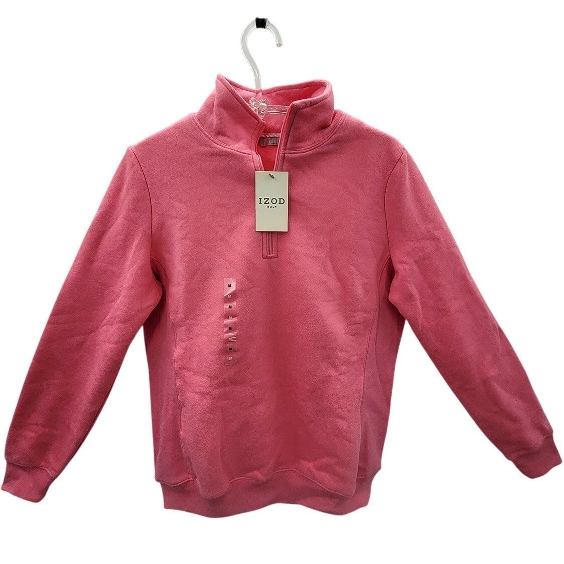Izod Golf Ladies Pink Mock Neck Zip Front Henley Sweatshirt