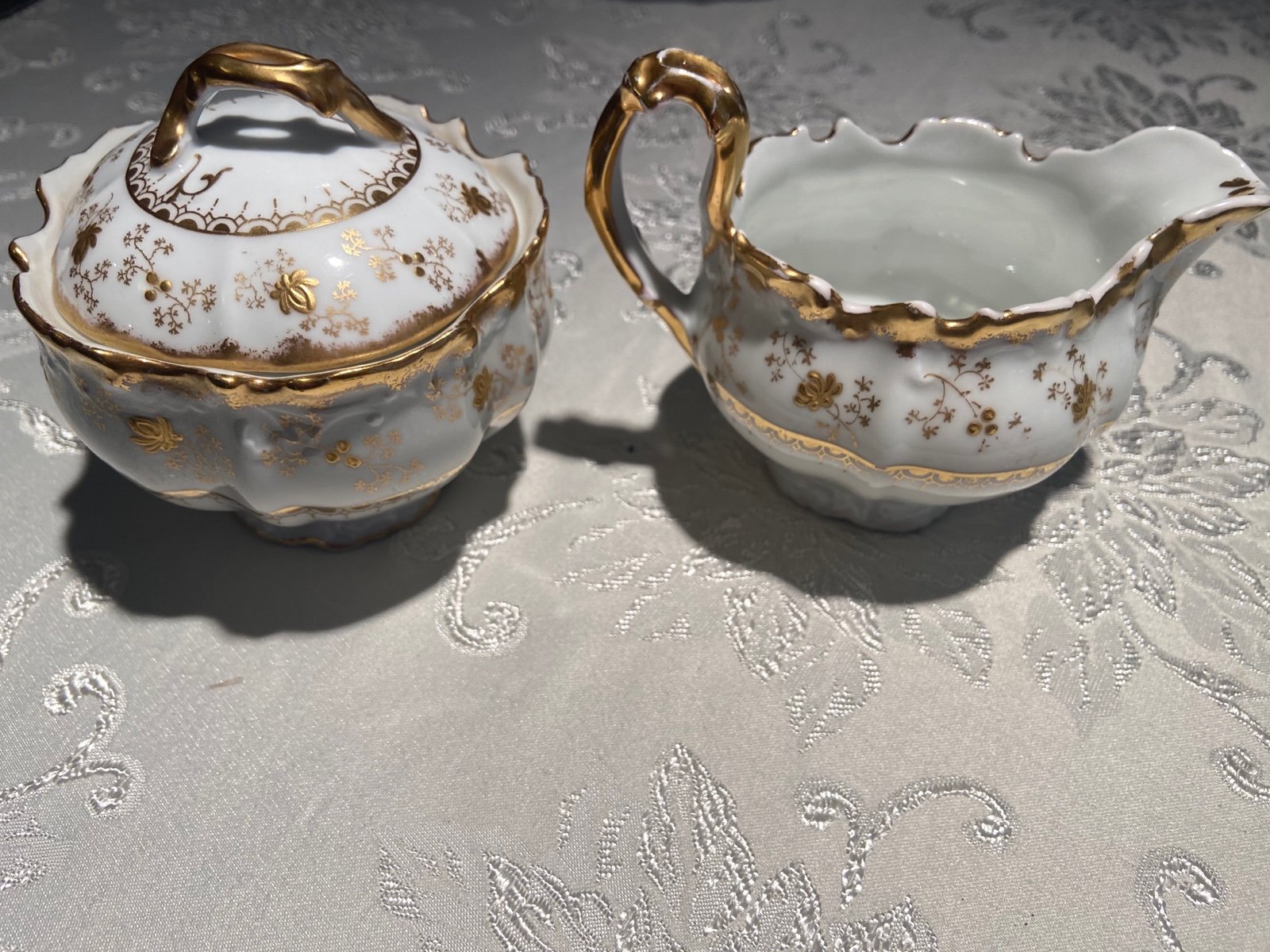 22k Gold Antique Sugar and Cream Bowl