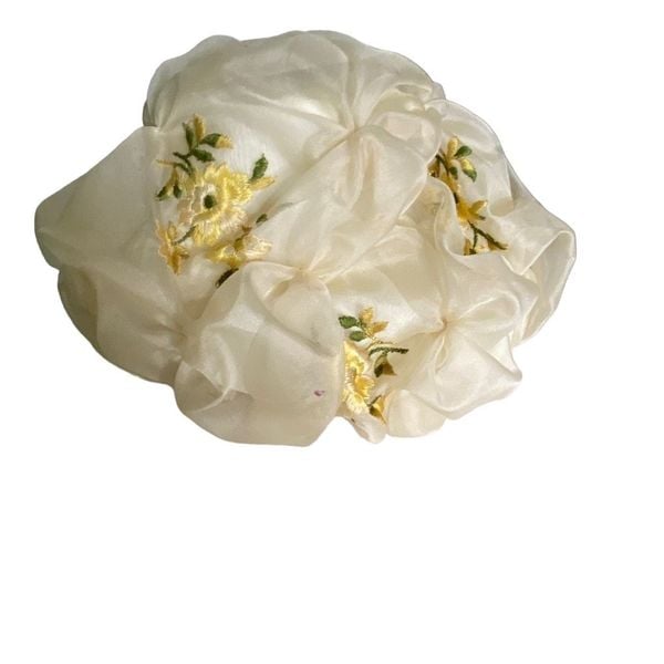 Vintage turban style hat headcover mesh floral wedding shower graduation white