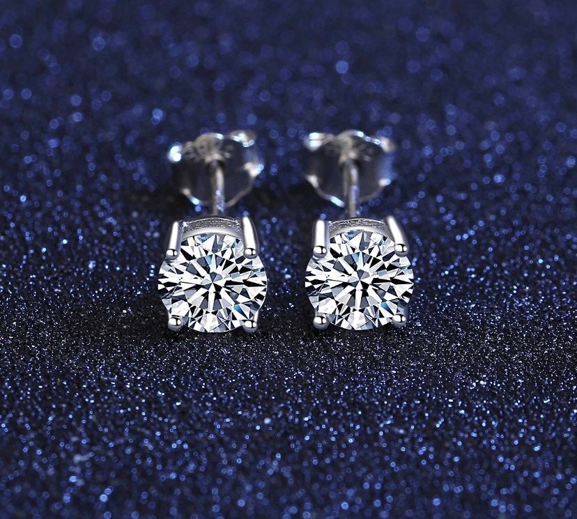 Genuine Moissanite Silver Earrings