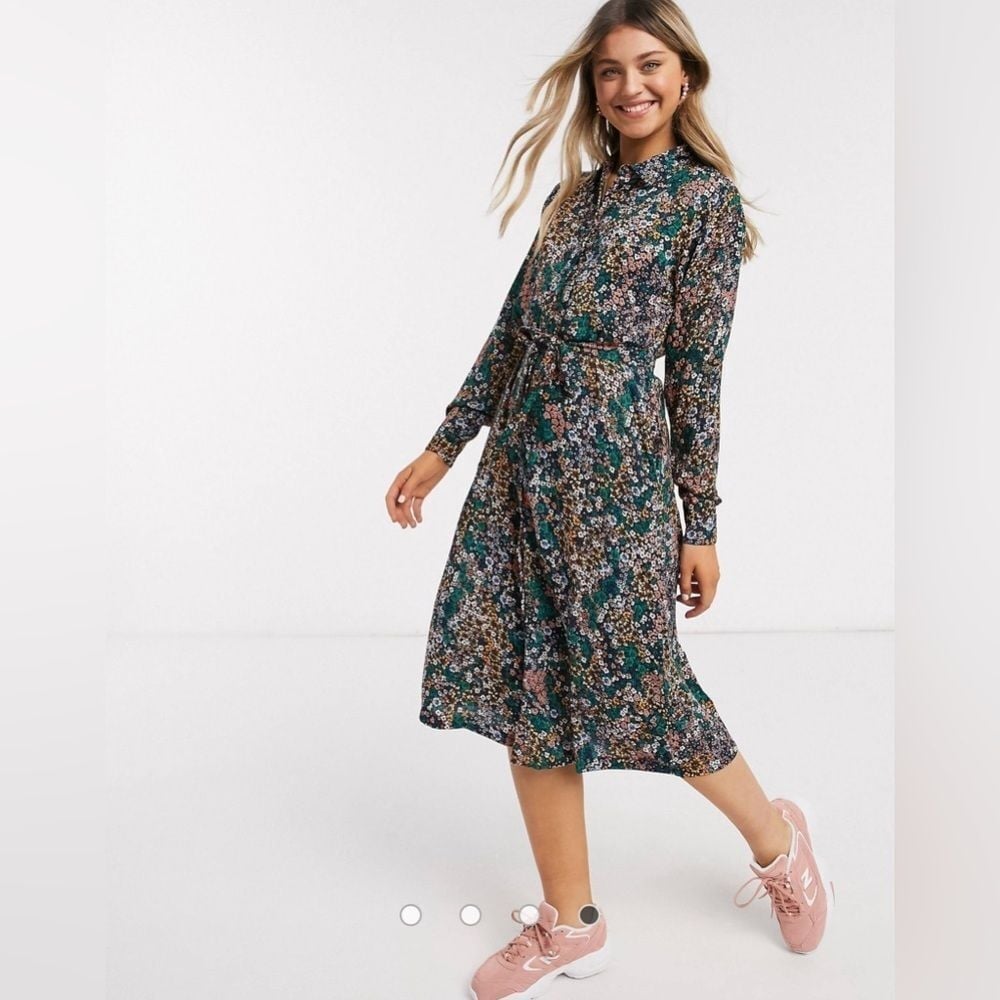 JDY midi shirt dress in floral print NWT SIZE 6