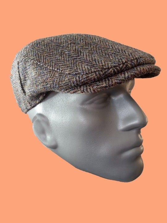 MEDIUM Hartside HS14 Scottish Highland Harris Tweed® Flat Cap in SLATE GREY