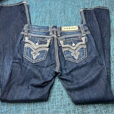 Rock Revival Darcy Easy BootCut Stretch Jean Rhinestone Embellish Flap Pocket 27