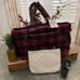 TOMMY BAHAMA RED/BLACK CHRISTMAS PLAID NYLON WEEKENDER BAG