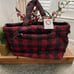 TOMMY BAHAMA RED/BLACK CHRISTMAS PLAID NYLON WEEKENDER BAG