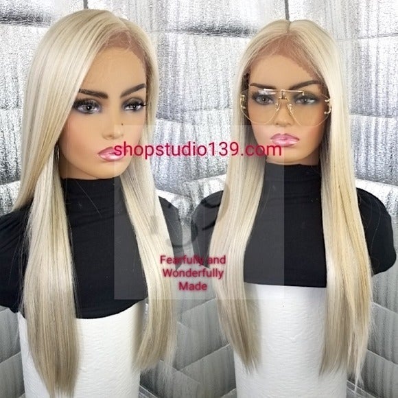 Blonde ivory cream ombre lace front wig