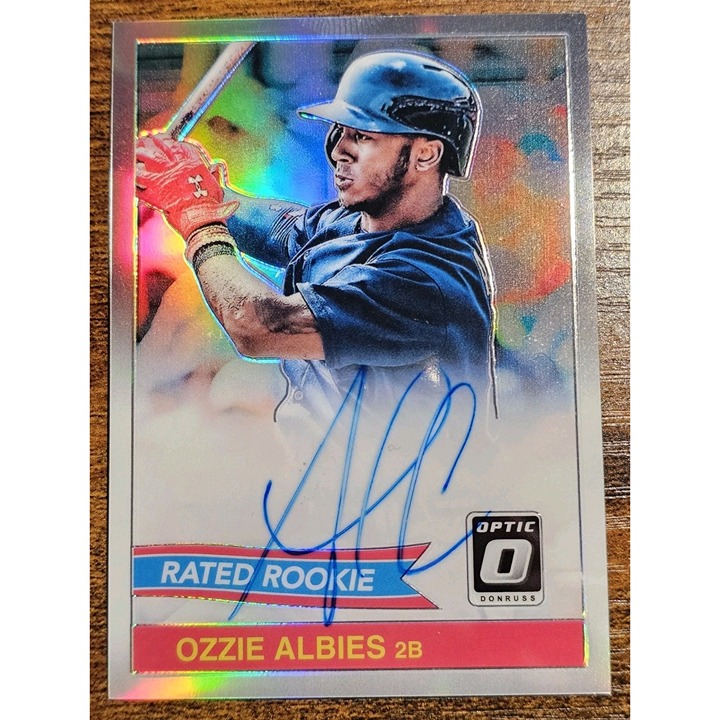 Ozzie Albies 2018 Donruss Optic Silver Prizm Rated Rookie On Card Auto Autograph