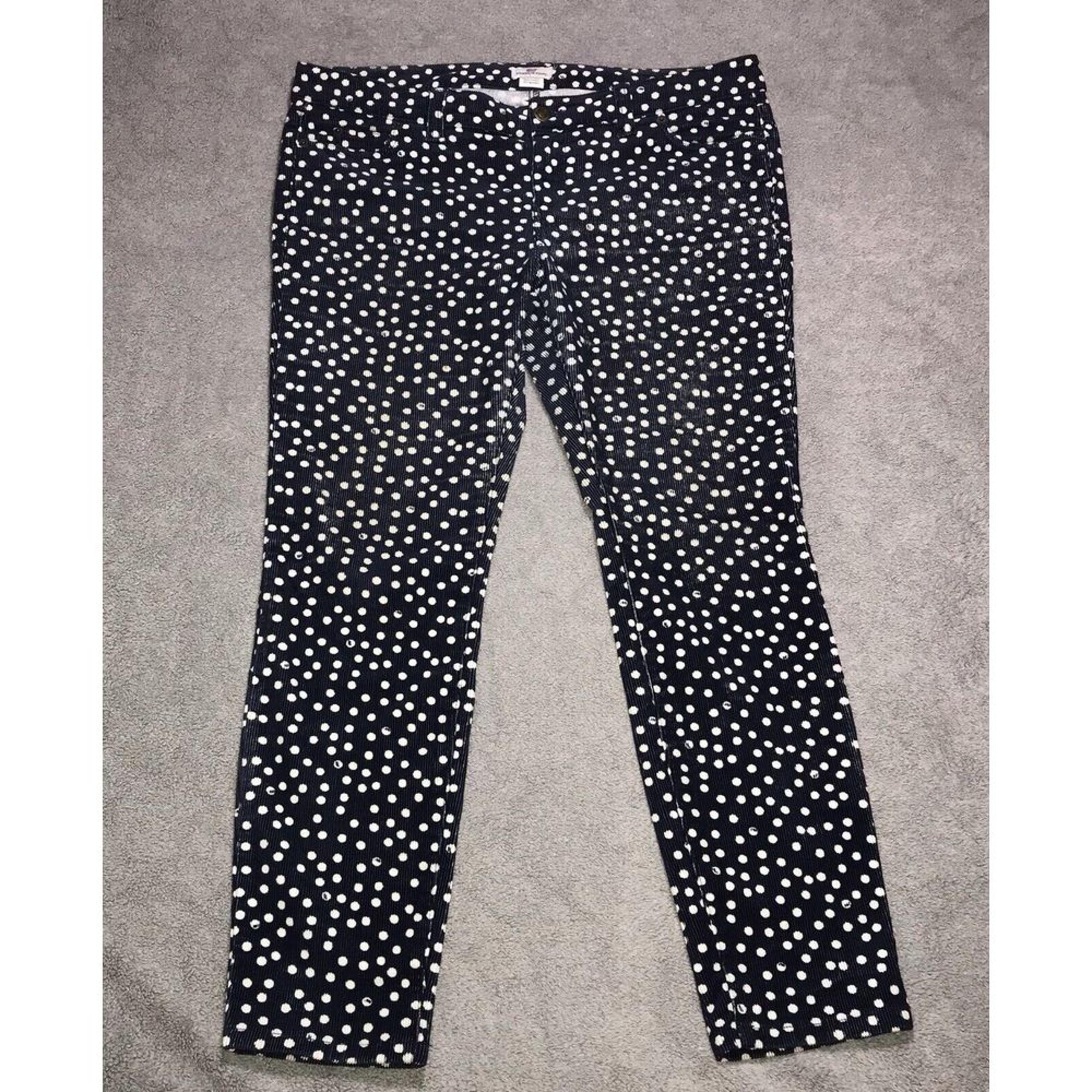 Vineyard Vines Navy & White Polka Dot Corduroy Pants Women's Sz 36x27