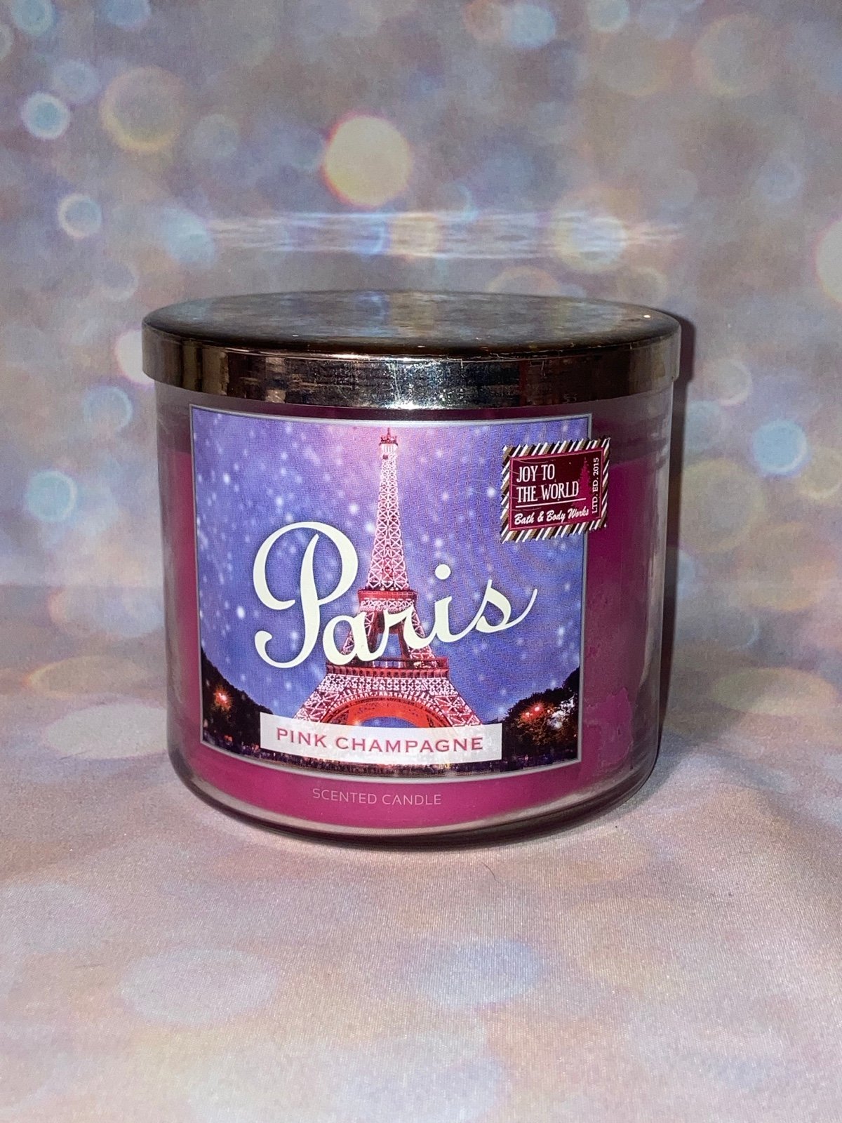 Bath & Body Works PARIS Candle W/Glitter Lid JOY TO THE WORLD Collection