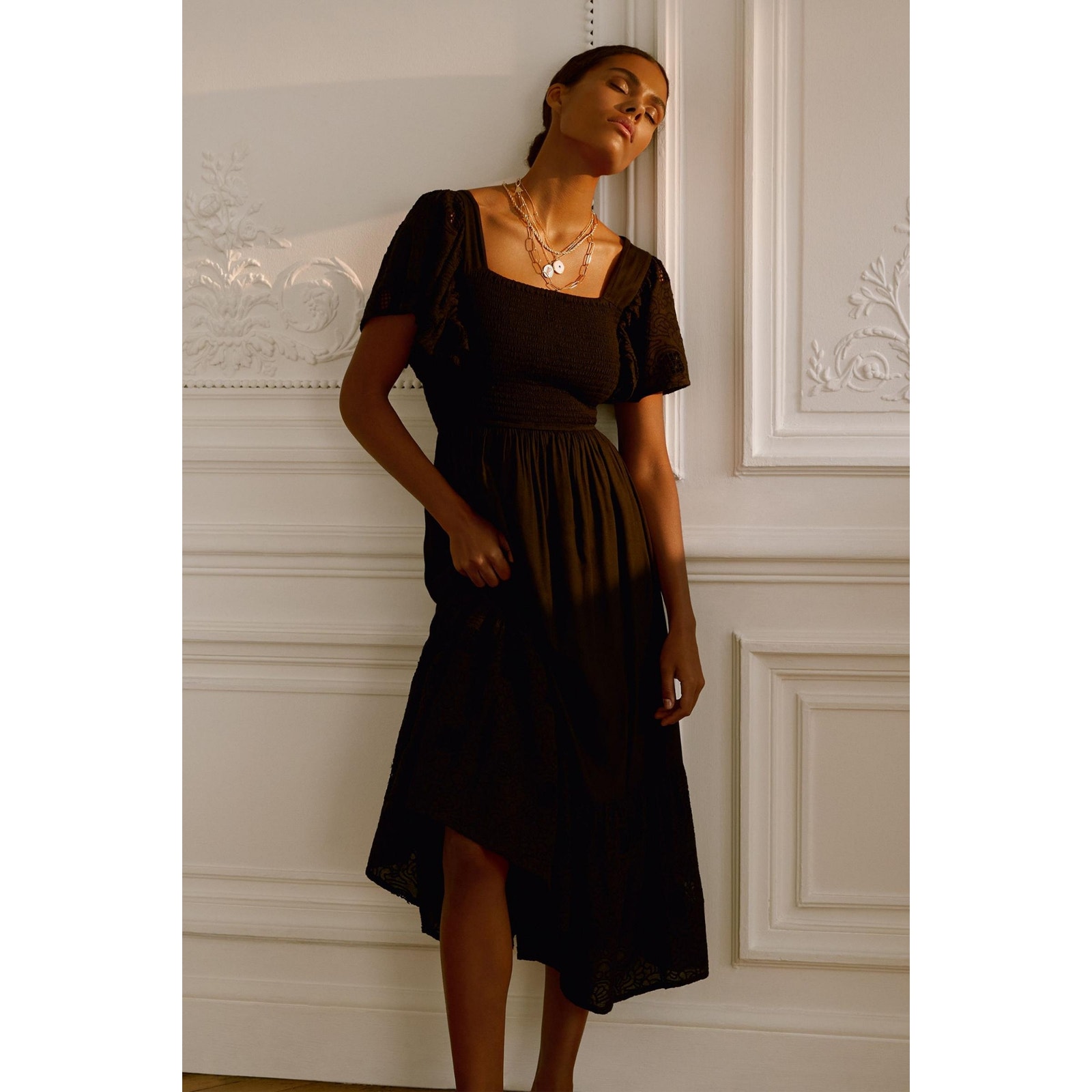 New Anthropologie Zohara Maxi Dress SEEN WORN KEPT 228 Black SMALL PETITE
