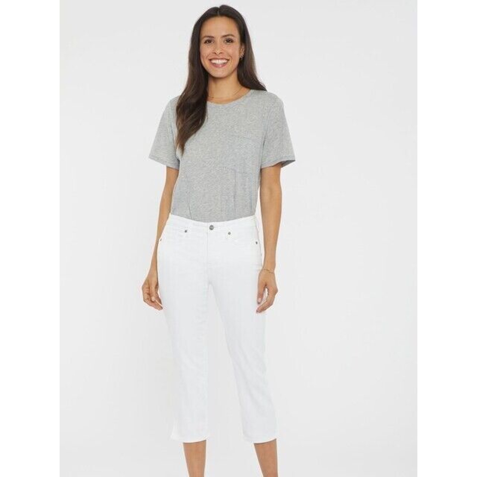 NYDJ Women's Chloe Stretch Skinny Capri Jeans Optic White Size 16