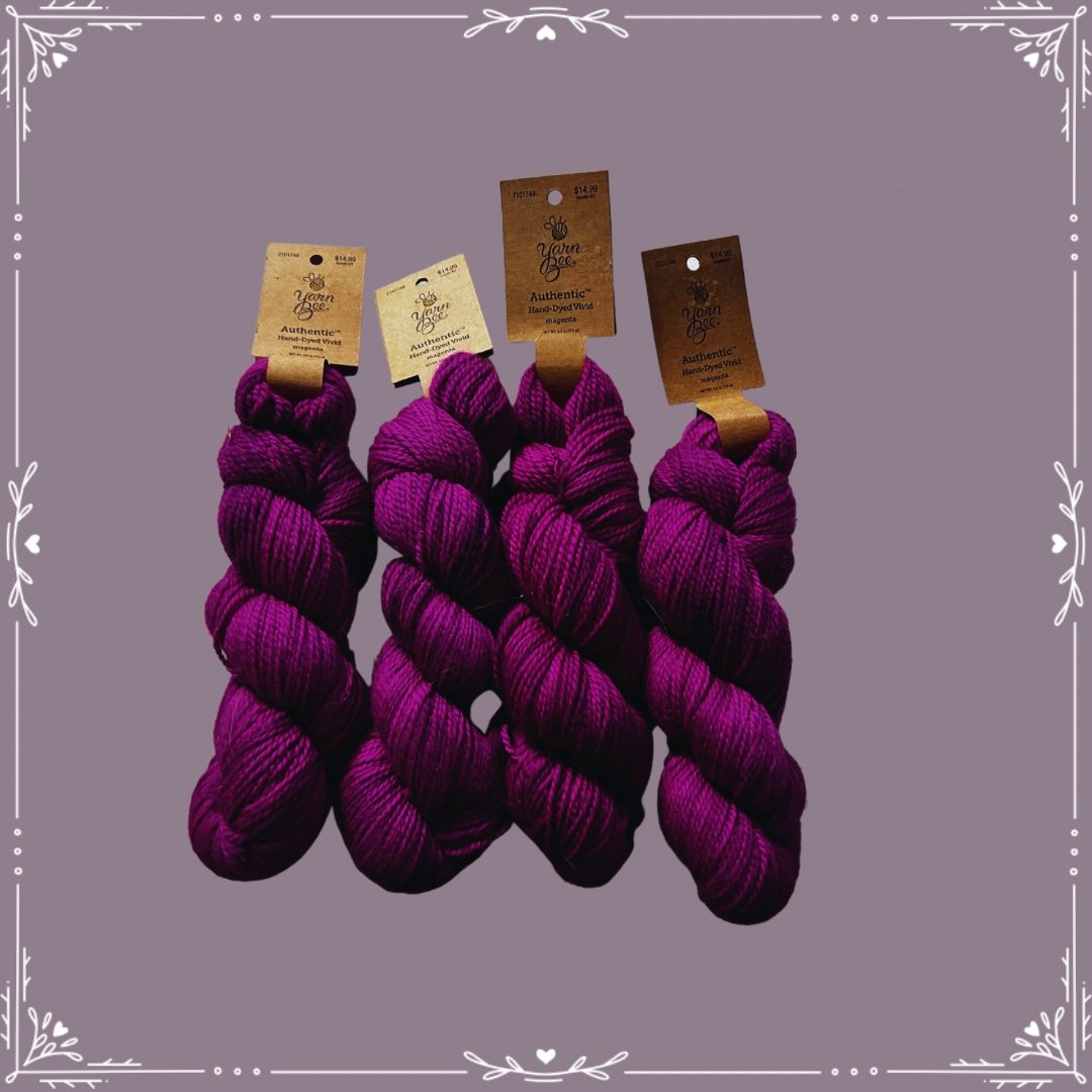 Authentic hand dyed vivid yarn magenta