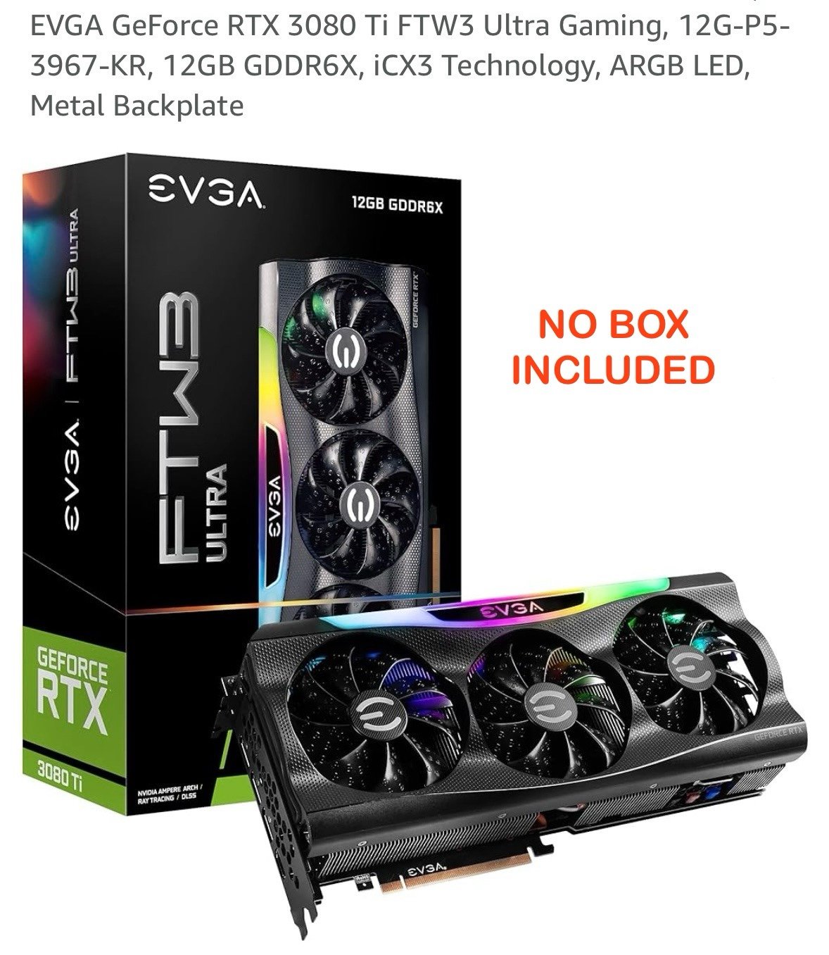 EVGA GeForce RTX 3080 Ti FTW3 Ultra Gaming, 12G-P5-3967-KR, 12GB