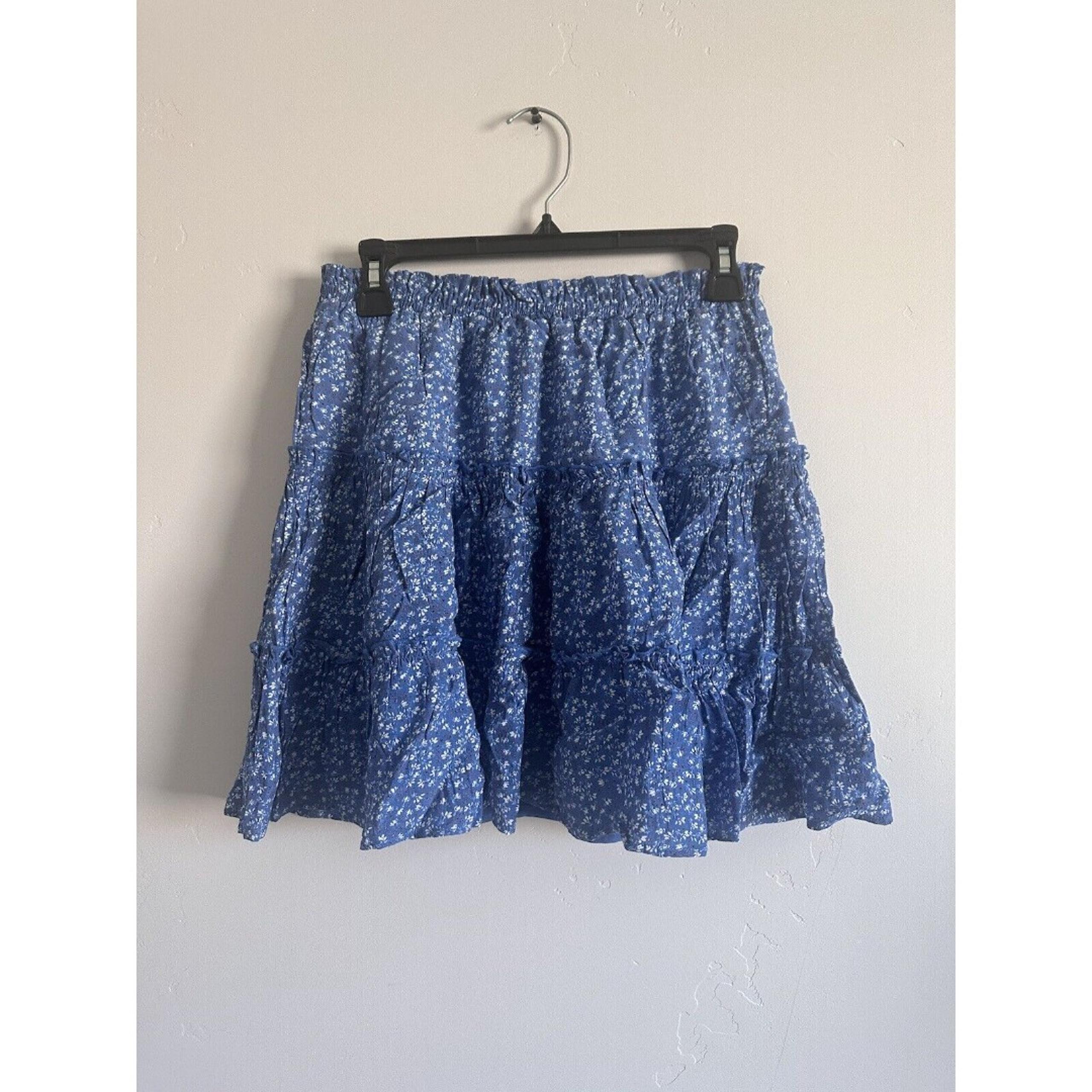 Skies Are Blue Floral Ditsy Ruffle Mini Skirt S
