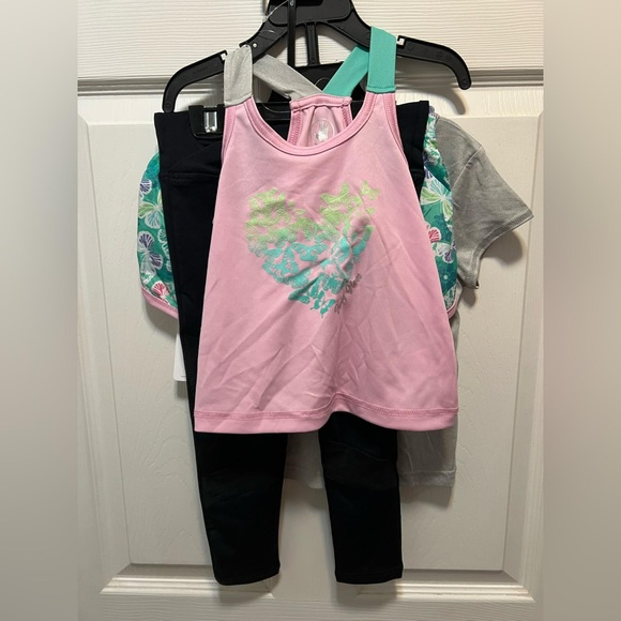 Body Glove Kids Shirt Shorts Tank Top Leggings Set Butterfly Heart Design Girl 4