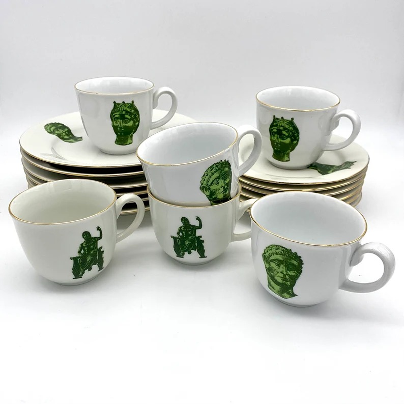 Vintage Fena Porzellan Greek Roman Tea or Coffee 18 Piece Set