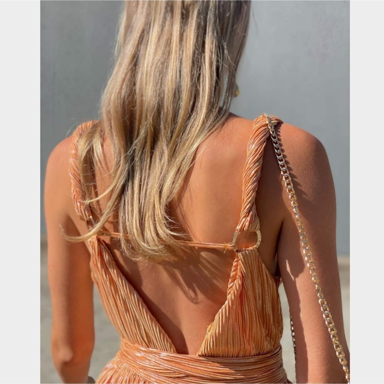 Sabina Musayev Alma Dress Mandarin Mini Size Medium Gold Metallic