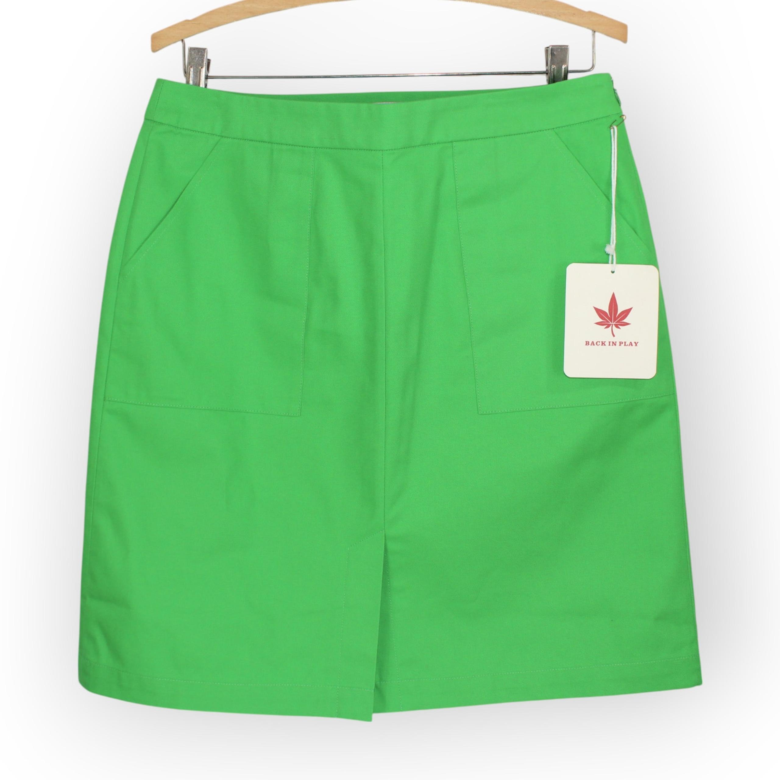FreeShipping BOAST Sz2 Twill Market Skirt KellyGreen Canvas KneeLength Golf
