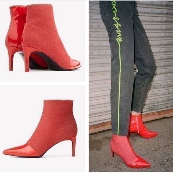 Rag & Bone Beha Boot In Red Denim 9.5 (EU 39.5)