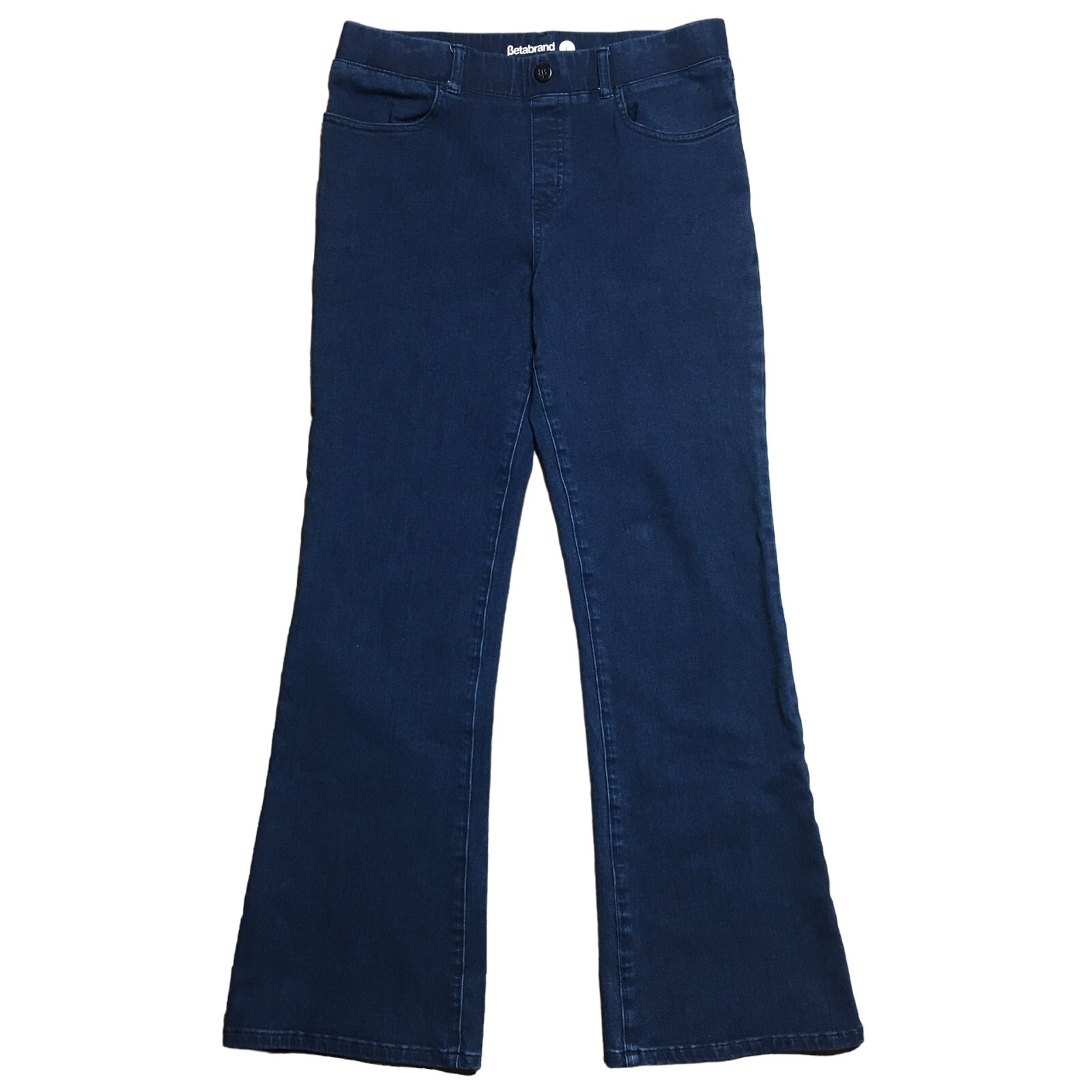 Betabrand Womens High Rise Flared Skinny Stretch Denim Jeans Dark Wash Large