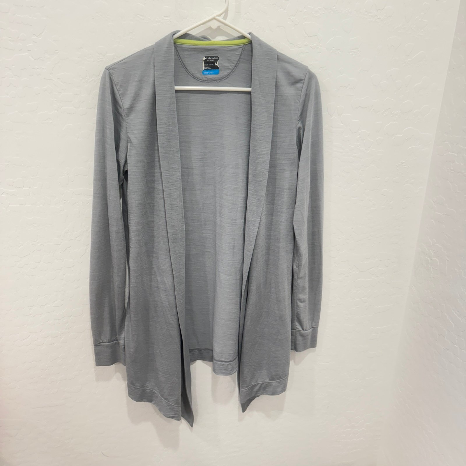 Icebreaker Merino Gray Open Front Cardigan Sweater Womens Medium Capsule
