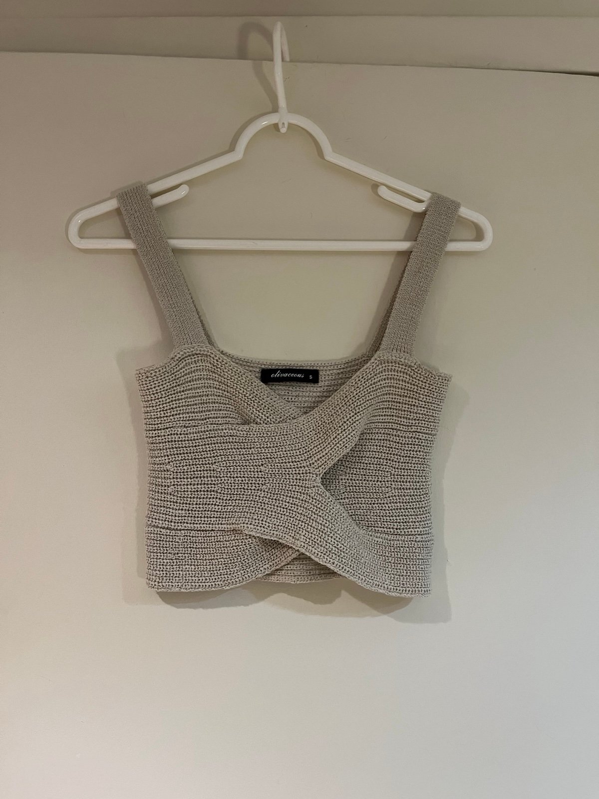 Olivaceous Ribbed Knit Crop Tank Top.