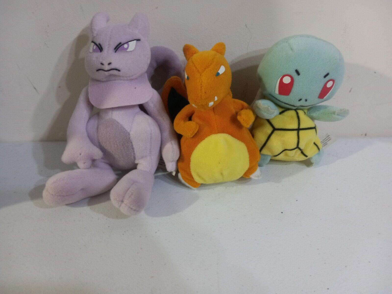 Vintage Nintendo Game Freak Pokemon Plush Lot Charzard Squirtle Mewtwo