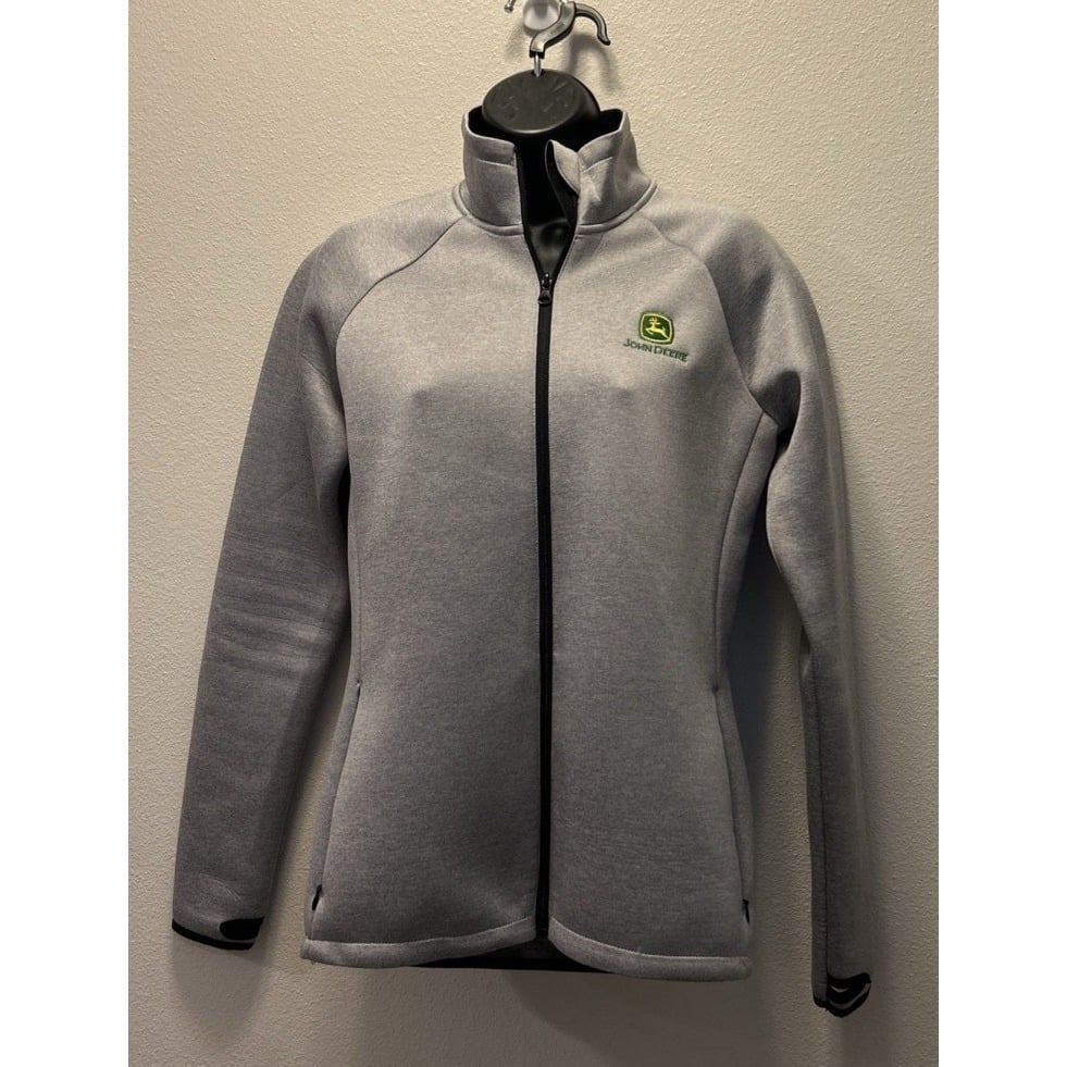 Women's John Deere Tri Mountain Full Zip Performance Jacket Size Small Gray