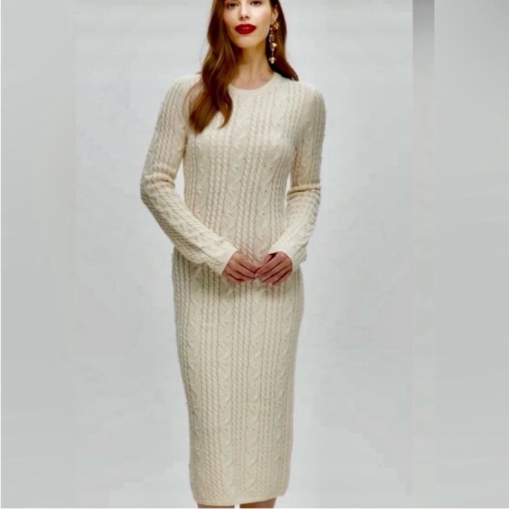 House of Harlow 1960 knit cream dress