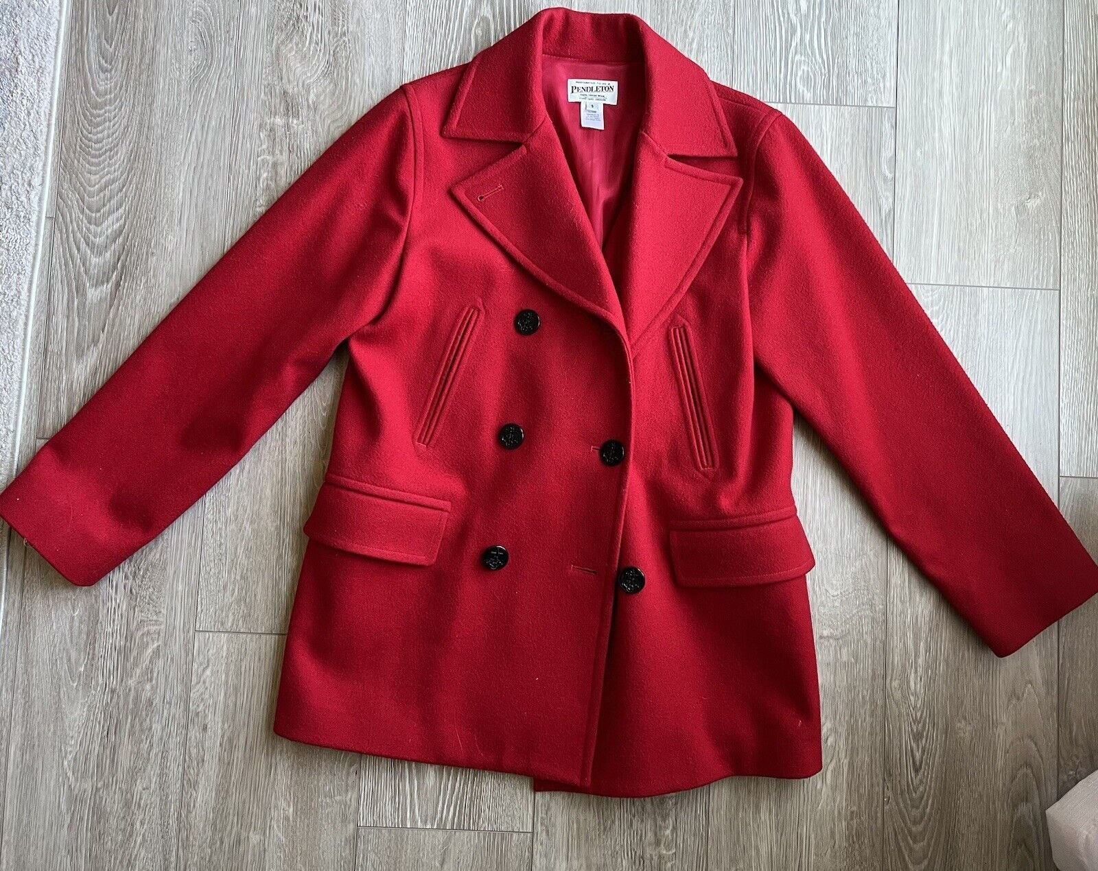 Pendleton Red Wool Pea Coat Size S