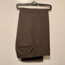 Riviera Armando Pant 32R - Olive Flat Front Silky Trousers