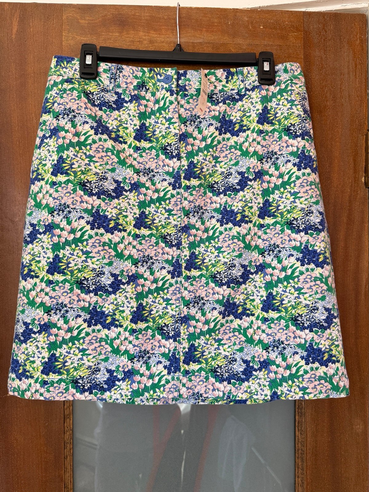 Talbots Skirt Blue Pink Floral Lined Straight Pencil Career Size 6 NWT