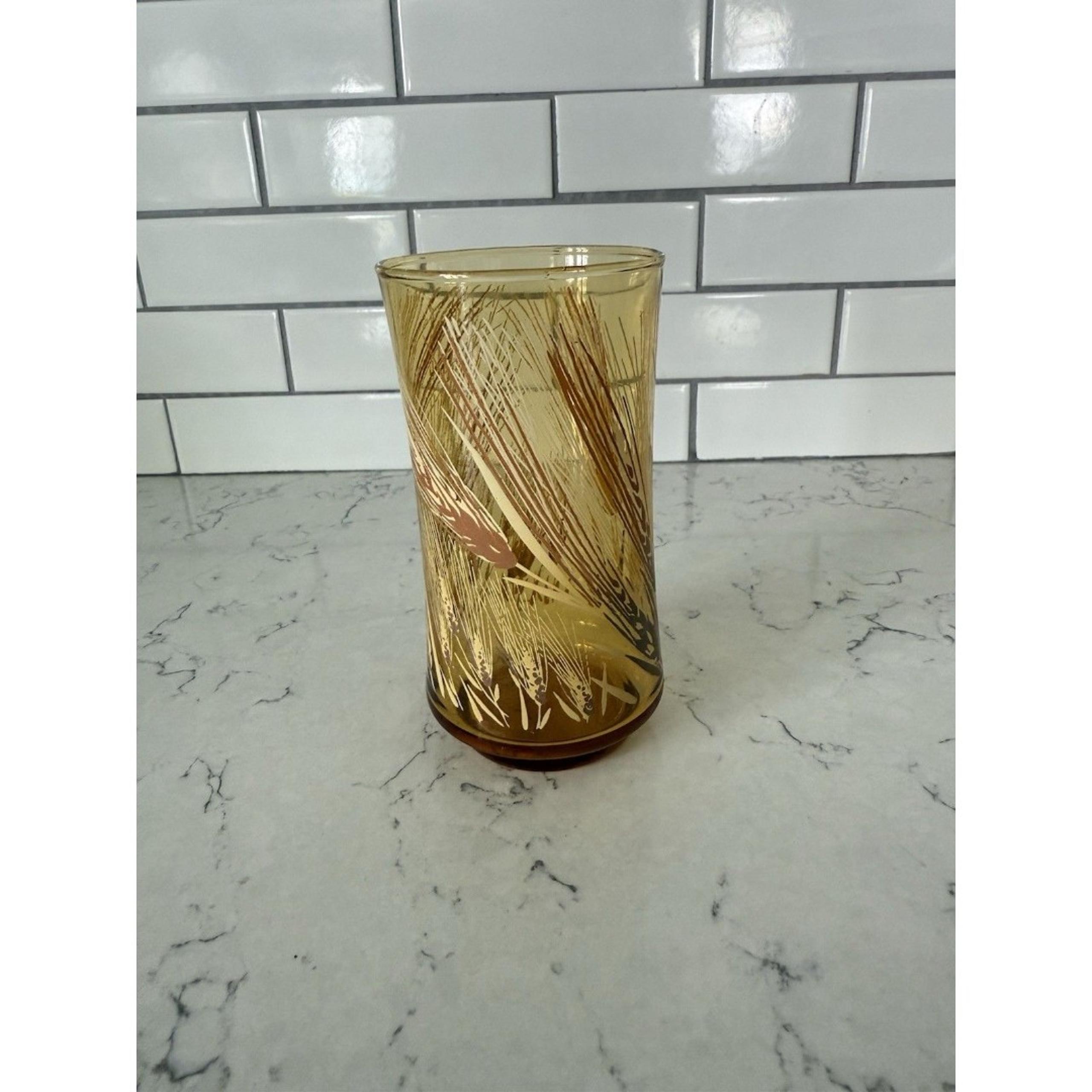 Libbey - Harvest Time Amber Wheat 12 oz Glass Vintage Late 70's / Early 80's