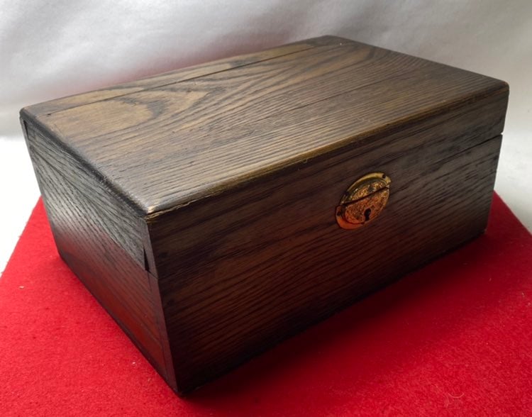 Vintage Oak Tin Lined Tobacco Cigar Humidor Box