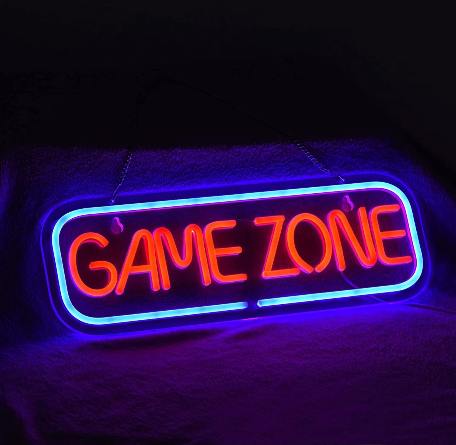 Fun Blue / Red Game Zone LED Night Light Sign Room Wall Decoration