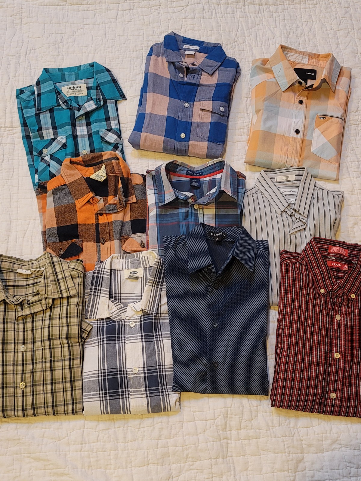 LOT of 10 Boys dress shirts size M-L EUC